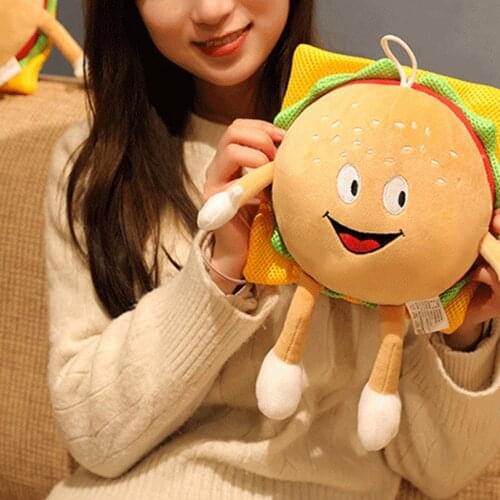 Cute Cartoon Plush Hamburger toyStuffed Food Popcorn Pizza Pillow Cushion Kids Toys Birthday Gift