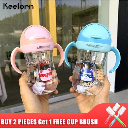 Keelorn 300ml Water Bottle High Quality Straw Cartoon Printing Simple and Stylish Thermal Insulation Water Bottle Kettle