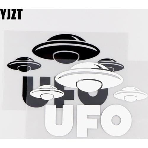 YJZT15X9.4CM Ufo Car Stickers Vinyl Decal Alien Area 51 Space Storm Black / Silver 10A-0145