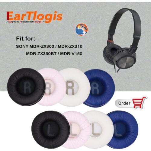 EarTlogis Replacement Ear Pads for SONY MDR-ZX300 MDR-ZX310 MDR-ZX330BT MDR-V150 Headset Parts Earmuff Cover Cushion Cups Pillow