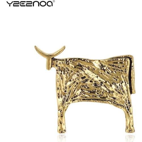 Gold Silver Unisex Animal New Year Brooch Jewelry Accessories Vintage Cattle Brooches For Women