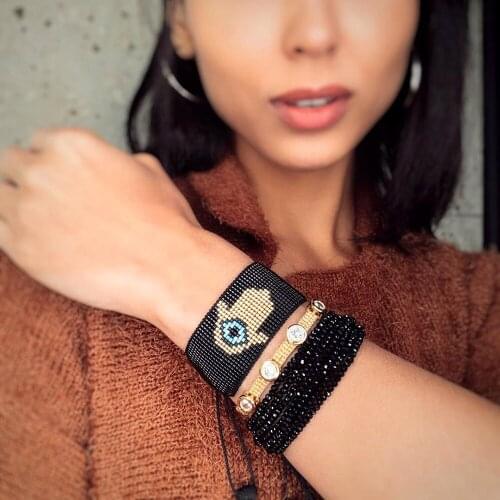 ZHONGVI 2021 Hamsa Hand Bracelet For Women Miyuki Bead Bracelet Bohemia Pulseras Multilayer Beaded Crystal Jewelry Wholesale