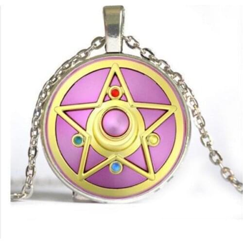 1Pcs NEW Silver Anime Sailor Moon Jewelry Glass Dome Pendant Necklace