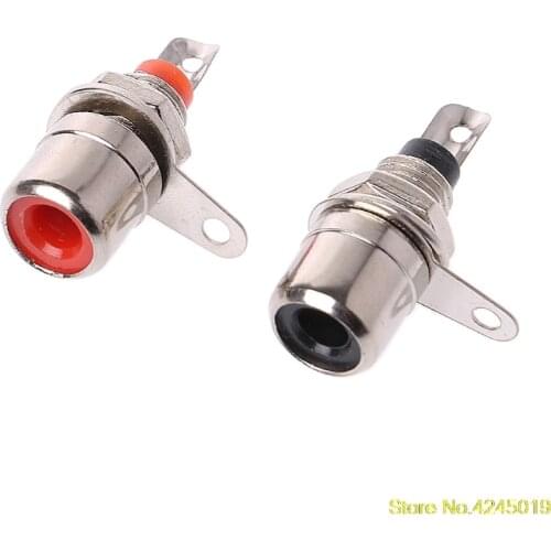 High Quality New 10 Pcs Nickel Plated RCA Phono Chassis Panel Mount Female Socket Adapter Red+Black