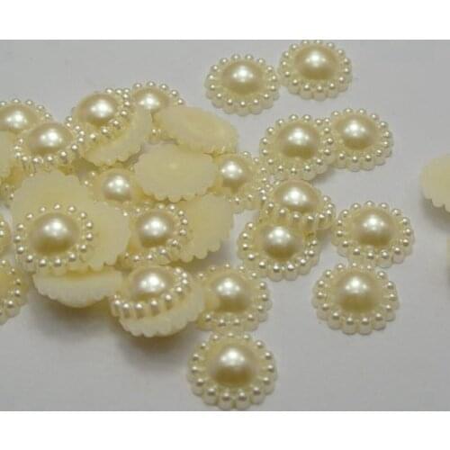 100 Ivory Acrylic Flatback Flower Pearl 12mm Scrapbook Craftraft