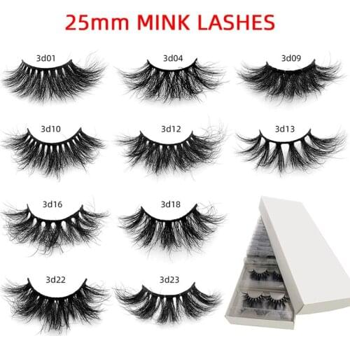25mm 3D Mink Lashes Natural False Eyelashes Dramatic Volume Fake Lashes Makeup Eyelash Extension Silk Eyelashes Wholesale