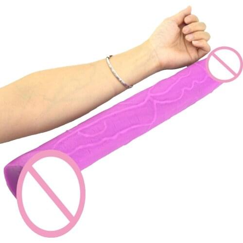 39.5cm Long Dick Lifelike Soft Dildo Purple Big Penis Big Cock Bar Female Sex Toy Ass Stuffed Big Ass Pussy Lesbian Masturbation