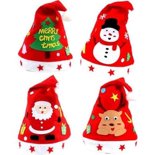 4 Pieces Fashion Childrens Christmas Hat Handmade DIY Creative Material Package Educational Toys Christmas Gifts