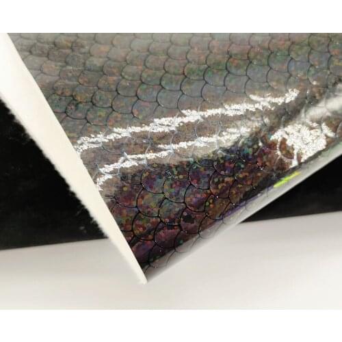 A4 20*33CM black mermaid hologram shiny sheet PVC leather for craft and bow