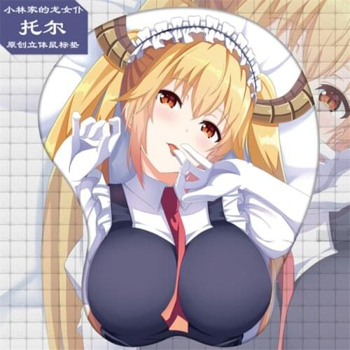 Anime Miss Kobayashis Dragon Maid Toru Cosplay Accessories Mouse Pad Pattern 3D Soft Gel Gaming With Wrist Support Prop