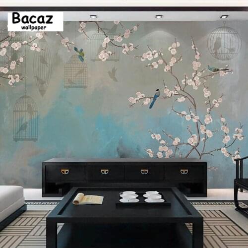 Bacaz Chinese Flower and Birds 3d Wallpaper Mural for Living Room Background Floor 3d Wall Mural Wall paper 3d Flower Stickers
