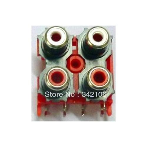 Free Shipping!!! 2pcs 4 4P AV socket RCA Cinch seat audio and video signal socket outlet