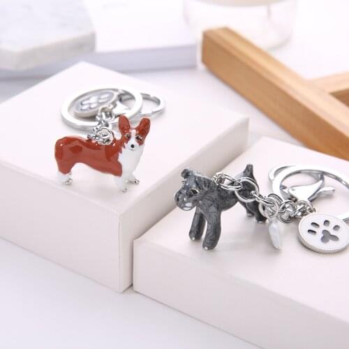 Fashion 3D Pet Dog Keychains Cute Dogs Key Ring Border Collie Shelti Husky Metal Car Keychain Jewelry Woman bag charm gift