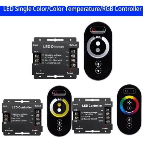 DC12-24V Touch screen 6-key Controller Wireless LED Dimmer RGB Single Color Color Temperature Remote Control 5050 3528 Strip
