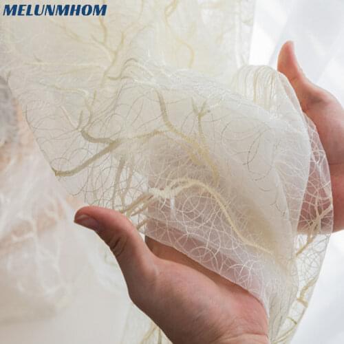 Rushed Living Room New Chaotic Tree Pattern Treatments Tulle For Living Room Beige Sheer Gauze Fabric For Bedroom Panel