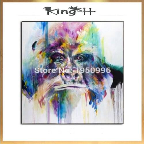 Cheap Price High Quality Modern Animal Black Orangutan Oil Paining Funny Monkey Gorilla Smoking Oil Painting for Living Room