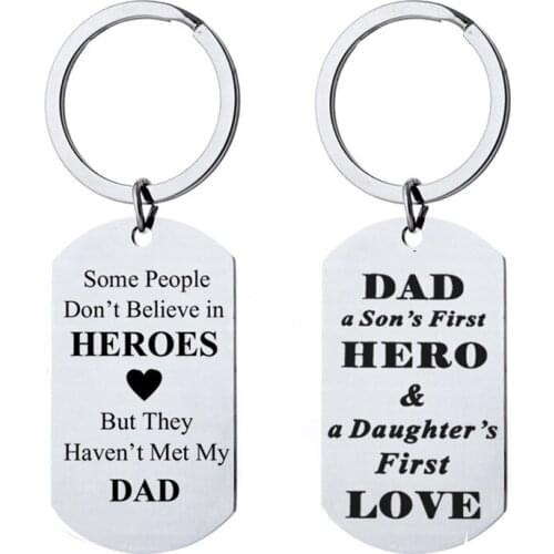 Fathers Day Present Gift For Dad Alloy Letter Keychain Father Is a Hero Father Birthday Present Party Favor