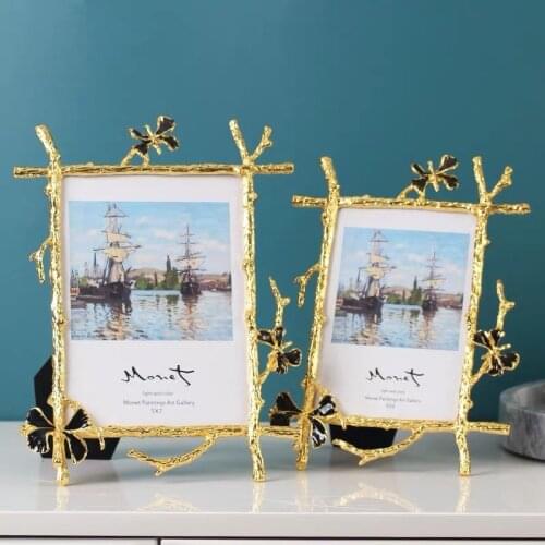8/7Inch Photo Frame Alloy Photo Frame Butterfly Picture Frames Navidad Cadre Friends Screenshot Golden Home Decoration фоторамка