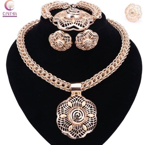Hot Sale dubai gold color jewelry sets women wedding fashion jewery sets women necklace jewelry sets