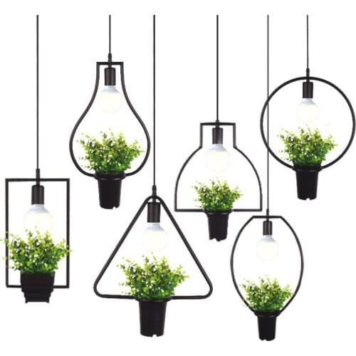 Art Decor Led Plant Light Creative Potted Chandelier Plant Hanging Light For Garden Cafe Bar
