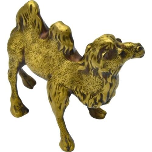 Collection Wealth Brass Camel Statue Chinese Vintage Metal Copper Camel Figurine Home Decoration Furnishing Ornament Miniatures
