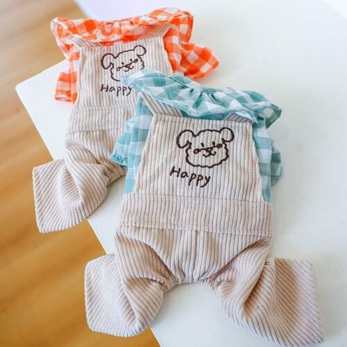 New Dog Cat Jumpsuit Plaid Doggie Design Cat Puppy Coat Spring/Autumn Clothes Appeal