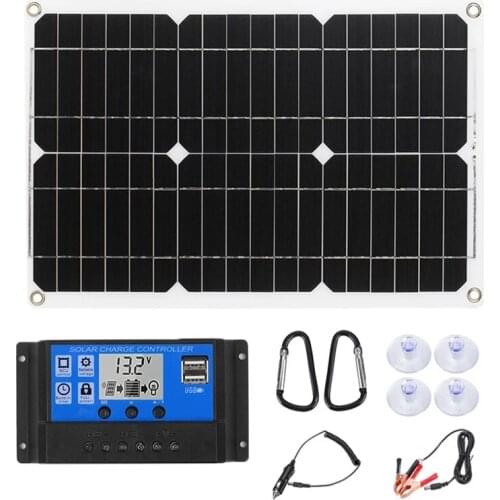 180W Portable Solar Panel Kit 12V Battery Charger With 100A LCD Controller Dual USB Port For Mobile Phone Caravan Van