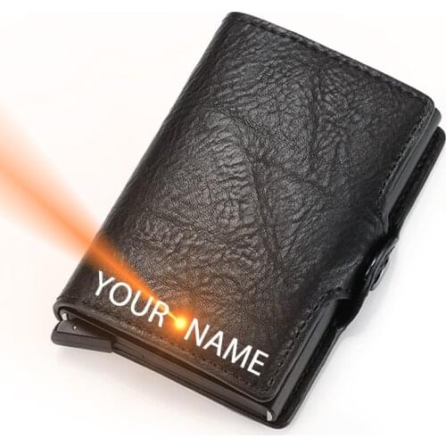 Engraving Name Credit ID Card Holder Wallet Aluminum Slim Pop UP Wallet for Men Women RFID Blocking Cardholder Minimalist Wallet