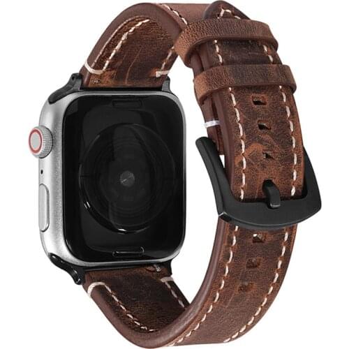 BEAFIRY Crazy Horse Leather Watchband For Apple Watch 6 5 44mm 40mm for iwatch Strap 38mm 42mm 4 3 2 1 Brown Black Grey Blue