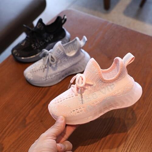 Child Breathable Casual Shoes Kid Lace-Up Knit Sneakers Boys Girls Walk Run Outdoor Casual Non-slip Shoes 27-36 Black Gray