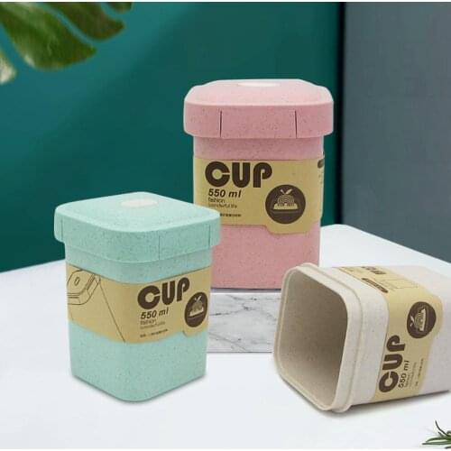 550ml Wheat Straw Square Breakfast Porridge Sealed Soup Cup Container Lunch Box School office lunch box Food Container ланч бокс