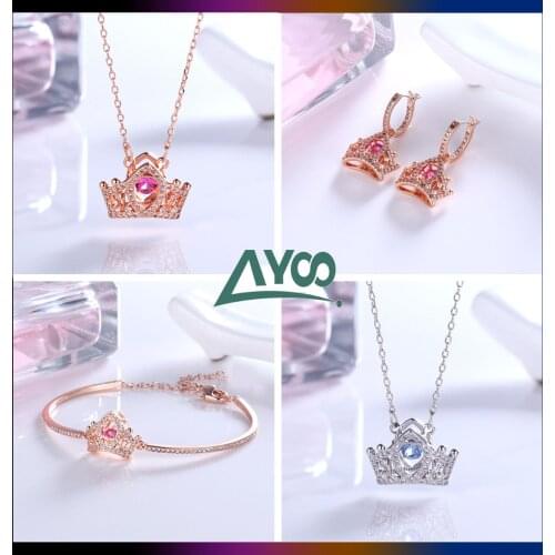 Fashion Jewelry SWA High Quality Crystal Crown Queen Womens Necklace Earring Bracelet Temperament Charm Sweet Romantic Gift