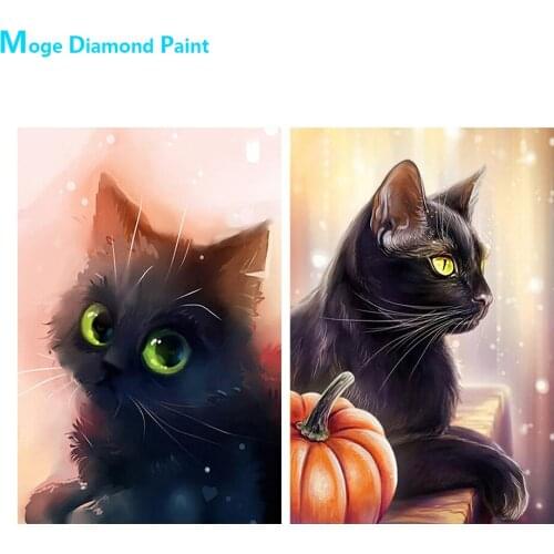 Cartoon Black Kitty Diamond Painting Round Full Drill Animal Cat Nouveaute DIY Mosaic Embroidery 5D Cross Stitch Home Decor Gift