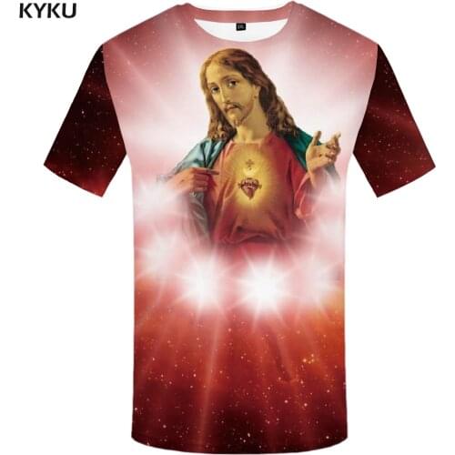KYKU Jesus T-shirt Men Space Tshirt Anime Clothes Hip Hop Tee Punk Rock Streetwear Galaxy Mens Clothing 2018 Summer Casual Tops