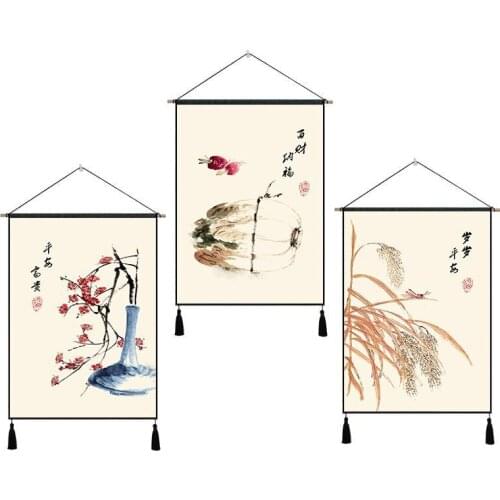 Mylb 45x65cm chinese style landscape Green plants canvas decorative painting Store bedroom living room wall art solid
