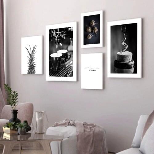 Coffee Wine Bead Poster Black White Food Drink Kitchen Wall Art Print Simple Canvas Painting Modern Picture Dining Room Decor