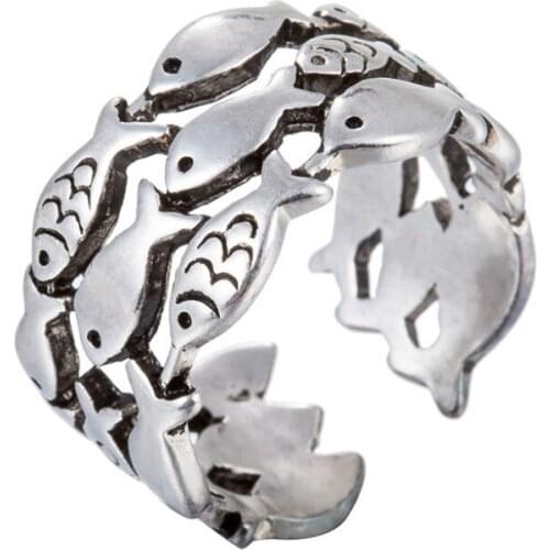 New Trendy Silver Color Layer Fish Rings For Women Wedding Men Jewelry Finger Rings Wholesale