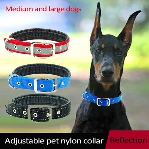Pet Collar Reflective Nylon Collar Collar For Large Medium And Small Dogs Foam Pad Belt Dog Adjustable Lead Traction Collar