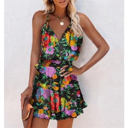 Dress Summer Elegant Floral Print Mini Straps Dress Women Strapless Slim Bodycon Party Dresses