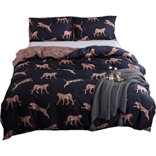 Bed Linens Printed 3 Piece Bedding Sets Queen Animal Leopard Dark Style Quilt Cover Duvet Cover Set Pillowcases King Size