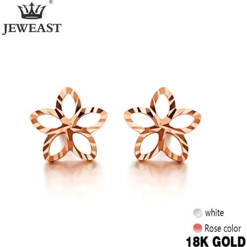 18K Pure Gold Earring Real AU 750 Solid Gold Earrings Good Shiny Diamond Upscale Trendy Classic Fine Jewelry Hot Sell New 2020