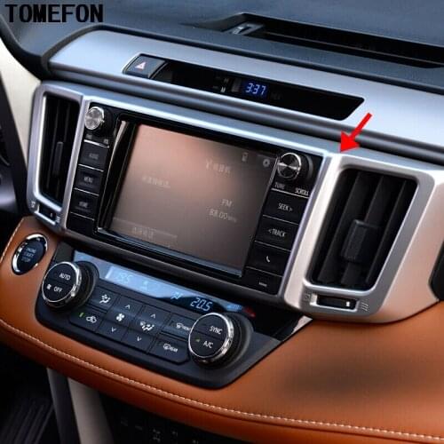 TOMEFON ABS Chrome Matte Air Conditioner Middle Central Outlet Air Vent Moulding Trim 1Piece For Toyota RAV4 RAV 4 2016