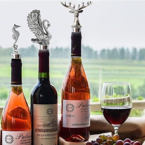 Vacuum Sealed Wine Cork Kitchen Bar Accessories 1Pcs Zinc Alloy Wine Bottle Stopper Deer Pegasus Swan Lion Champagne Stopper new