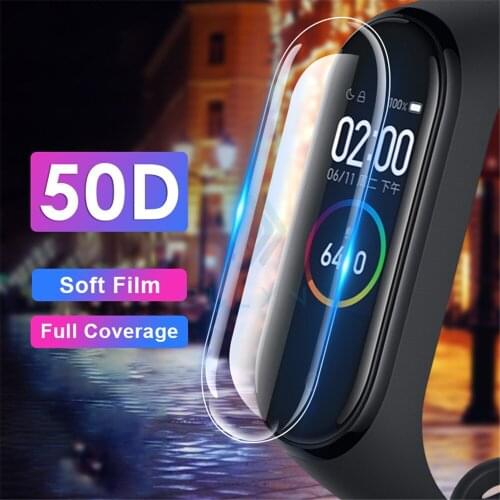 50D For Xiaomi Mi Band 4 Screen Protector TPU Soft Full Cover Hydrogel Film On Xiomi Xaomi Band4 Miband Miband4 Not Glass