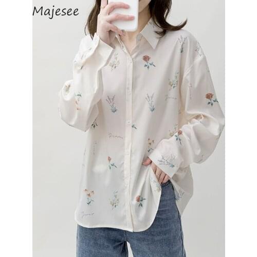 Shirt Women Print Casual Sweet Girls Fashion Vintage Loose Spring Hot Mujer Tops Streetwear Elegant Harajuku Simple All-match