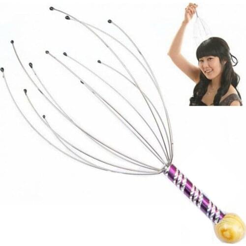 1 pcs Octopus head manual relaxation massager massage comb metal engraved wire head grabber is particularly comfortable