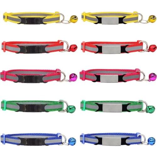 12pcs/ lot Nylon Collar Custom Personalized ID Blank Cat Small Dog Cute Nylon Adjustable for Puppy Kittens Necklace