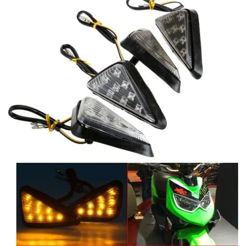 1Pair Flashing Motorcycle LED Turn Signal Indicators Amber Light Lamp Blinker Smoke Triangle Flush Mount Daytime Running Light