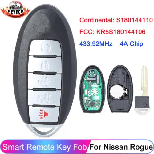 KEYECU S180144110 Smart Key 5B 433.92MHz ID47 Chip for Nissan Rogue 2017 2018 FCC ID: KR5S180144106