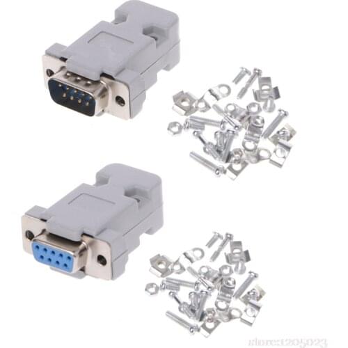 5Sets 9Pin Male/Female D-Sub Plug Solder Connector RS232 Serial DB9 w/ Grey Hood